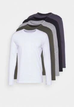 Pier One 5 PACK - Langarmshirt - Black/white/olive -Günstiges Pier One Geschäft 1811e4e1633c4594abae2f43c4e4d170