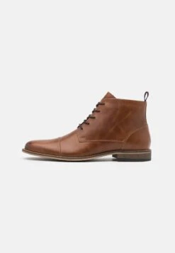 Pier One LEATHER - Schnürstiefelette - Camel