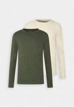 Pier One 2 PACK - Langarmshirt - Off-white/dark Green -Günstiges Pier One Geschäft 9c9be42cf4404e85bbbe9c7022e4cedf