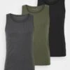 Pier One 3 PACK - Unterhemd/-shirt - Black/khaki/mottled Dark Grey -Günstiges Pier One Geschäft dcdf4f7f98684599b47537ac7ea160f4
