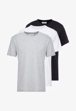 Pier One 3 PACK - T-Shirt Basic - White/black/light Grey -Günstiges Pier One Geschäft f785e71fb58e4e639608a247ef343f6c